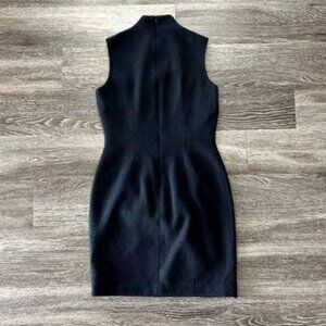 Vintage Carmen Marc Valvo Wool Sheath Dress Bergdorf Goodman Black Size 6 USA